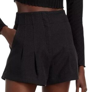 A.L.C. Bennett Black Linen High Rise Pleated Shorts Women's Sz 4 Pockets